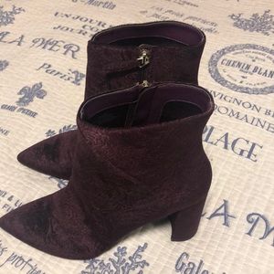 Plum Velvet Nine West Heeled Booties, Size 9